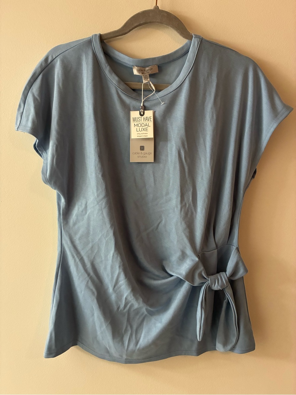 Cable & Gauge Slate Blue Tie-Waist Modal Luxe Tee